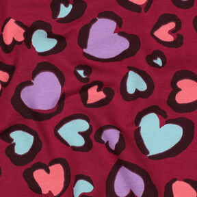 Sweatshirt Ruggad färgglada hjärtan | Poppy Fabrics – hallon, 