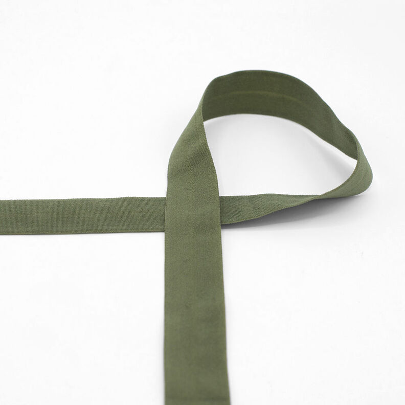 Elastiskt kantband (vikt resår) matt [20 mm] – khaki,  image number 1