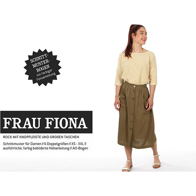 FRAU FIONA Kjol med knappslå och stora lappade fickor | Studio Schnittreif | XS-XXL,  image number 1