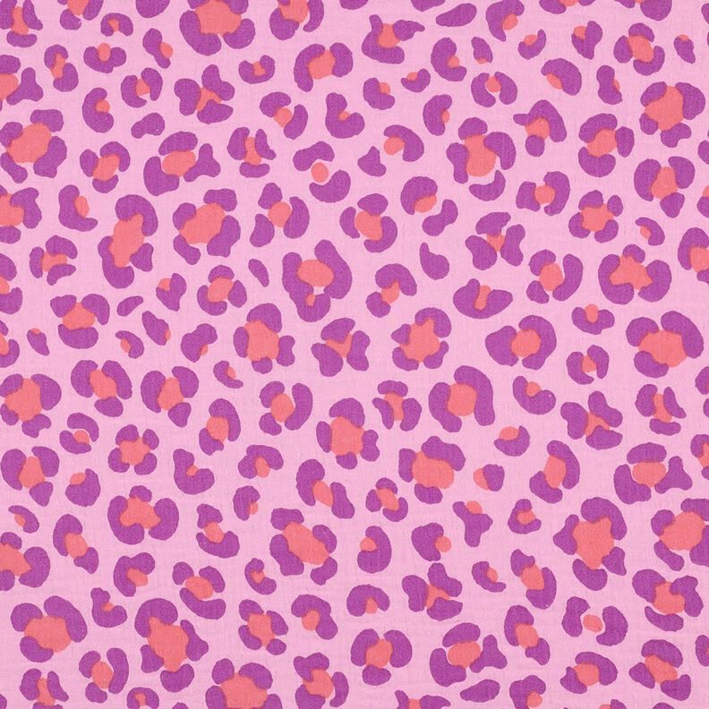 Muslin/Dubbel-krinkelväv färgglatt leopardmönster | Poppy Fabrics – pastellviolett/rödlila,  image number 1