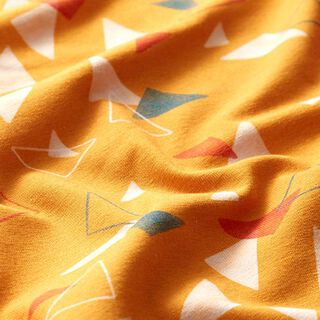 GOTS Bomullsjersey Trianglar | Tula – currygul, 