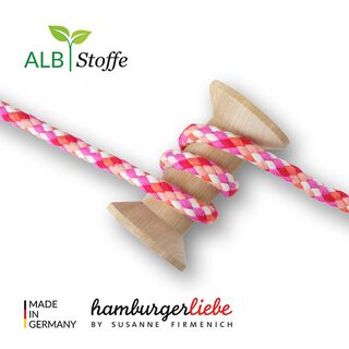 GOTS Ekologisk flätad snodd TWIST ME Big Mix [12 mm] | Albstoffe – pink/brandgul, 