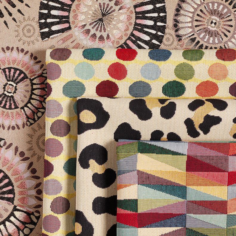 Dekorationstyg Gobeläng Grafisk sicksack – ljusbeige/kaminrött,  image number 5