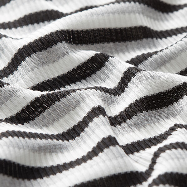 Ribbstickat Tvärgående ränder – vit/svart,  image number 2