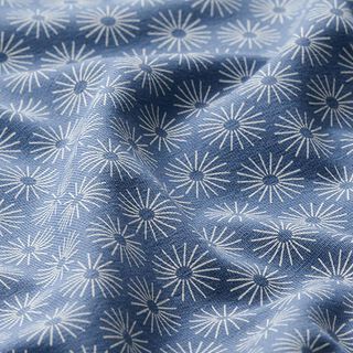 Bomullsjerseylysa blommor – jeansblå, 