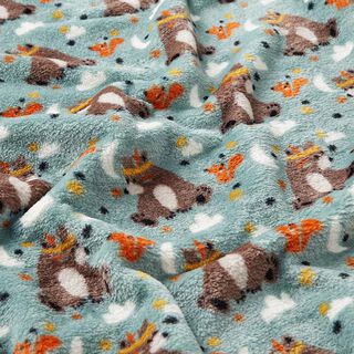 Wellnessfleece Dubbelsidigt Björn med fjäderhuvudbonad – ljusgrått/mörkbrun, 