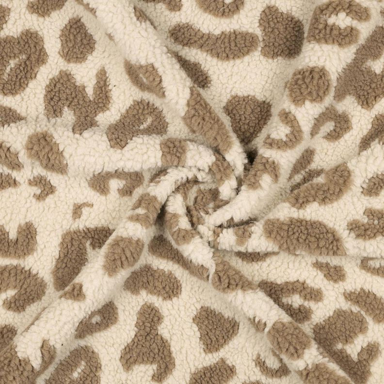 Teddyplysch Leopardmönster – natur/mörk gråbrun, image number 3