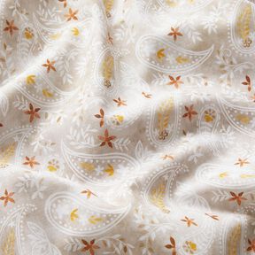 Bomullspoplin paisley-blommor Digitaltryck – dimgrå, 