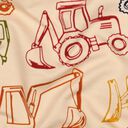 French Terry Sommarsweat Byggplatsfordon | Poppy Fabrics – beige/marinblått, 