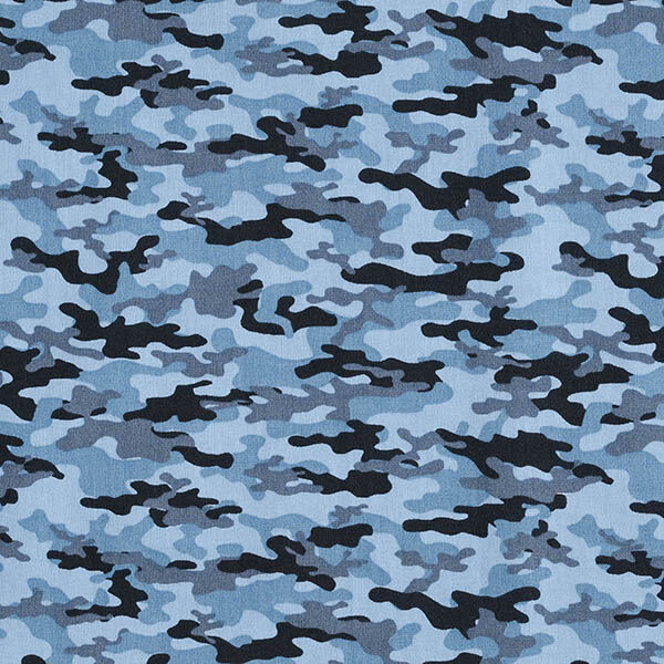 Bomullstyg Poplin kamouflage – blå, image number 1