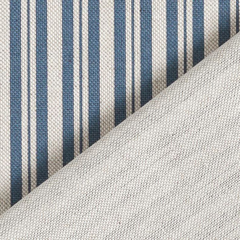 Dekorationstyg Halvpanama smala ränder – jeansblå/natur,  image number 4