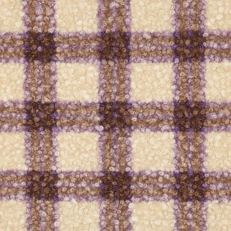 Stickad Bouclé Check – grön/yllevit, image number 1