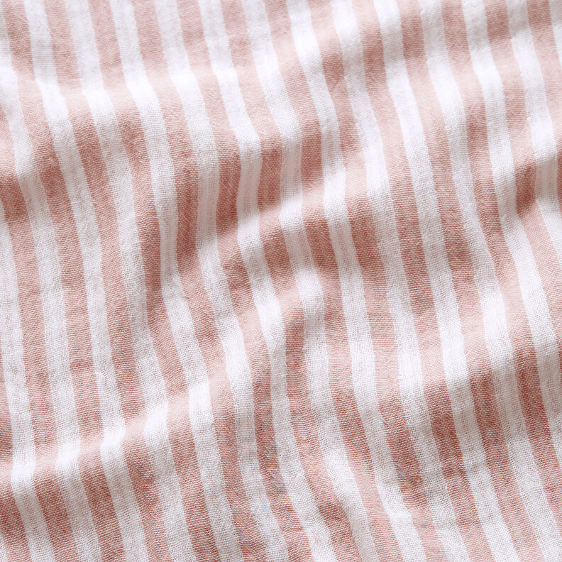 Muslin/Dubbel-krinkelväv Dubbelsidigt Ränder – gammalt rosa/vit,  image number 2