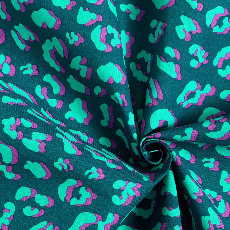 Behandlad bomull Abstrakt Lejon | Poppy Fabrics – petrol/lila, image number 3