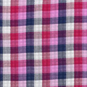 Muslin/Dubbel-krinkelv&auml;v Rutigt Dubbelsidigt | Poppy Fabrics &ndash; lila/marinbl&aring;, 