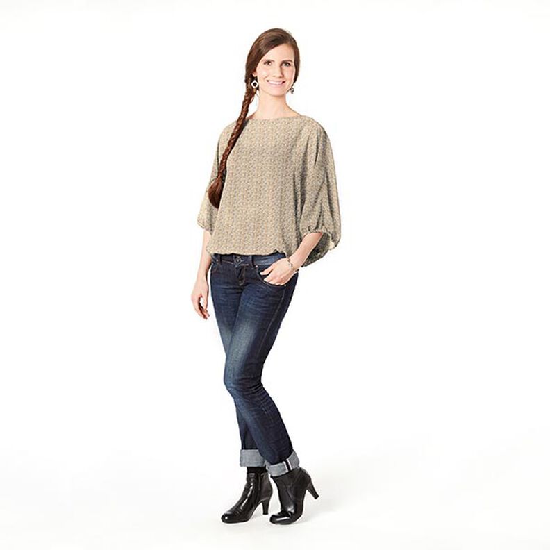 Chiffong satin Blanka ränder Kvistar – yllevit, image number 6