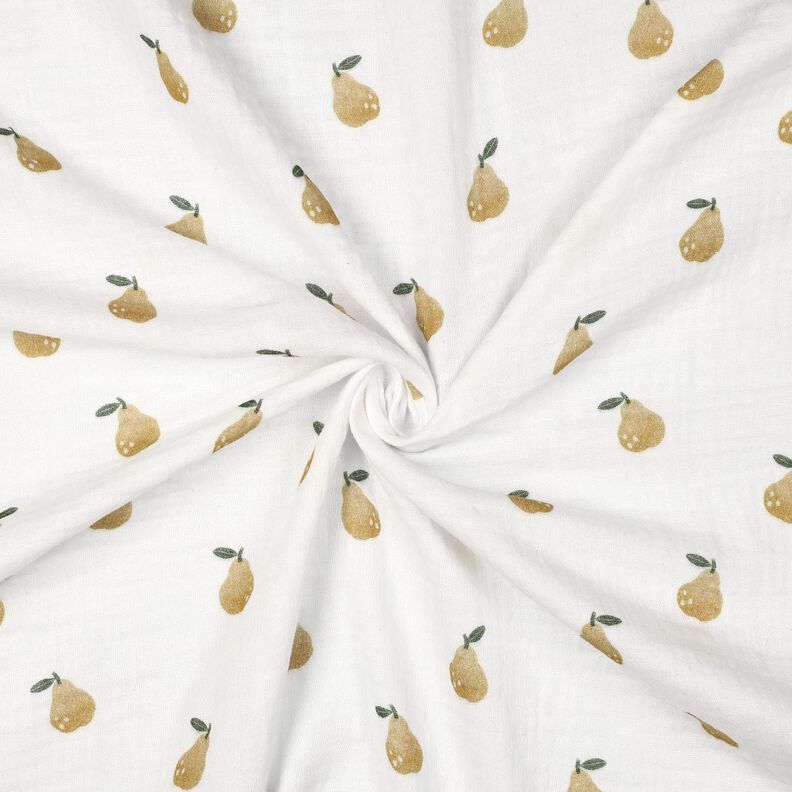 Muslin/Dubbel-krinkelväv päron Digitaltryck | Poppy Fabrics – vit/gul oliv,  image number 3