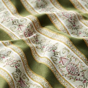 Möbeltyg Jacquard Biedermeier Ränder – kräm/oliv, 