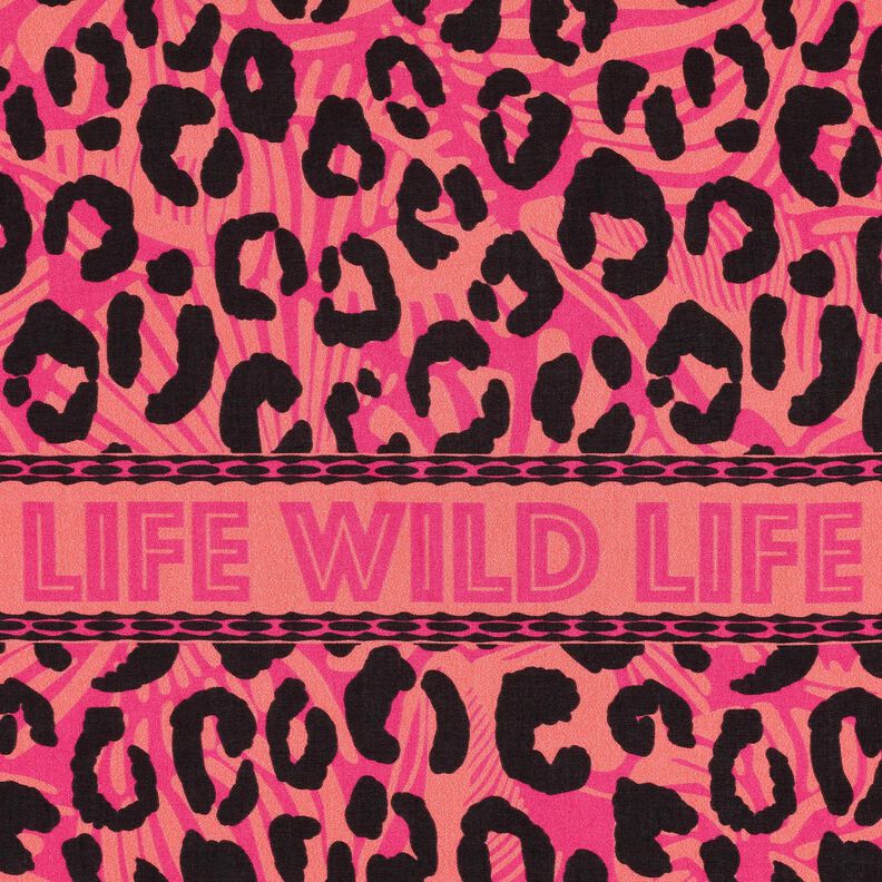Viskos Voile lejon och blommor kantdesign Panel – pink/brandgul, image number 6