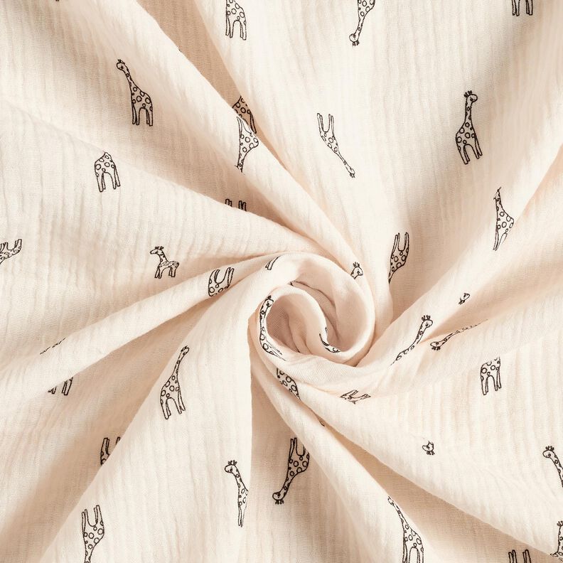 Muslin/Dubbel-krinkelväv söta giraffer – vit, image number 3