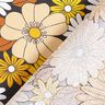 Bomullstyg Kretong stora retroblommor – svart/solgult,  thumbnail number 4