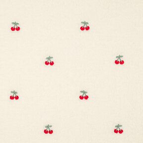 Teddyplysch broderade körsbär | Poppy Fabrics – elfenbensvit/chiliröd,  Teddyplysch broderade körsbär | Poppy Fabrics – elfenbensvit/chiliröd,