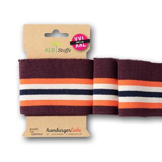 GOTS Ribbade muddar CUFF ME COLLEGE [ 140 cm | 7 cm ] | Albstoffe – bordeauxrött/brandgul, 