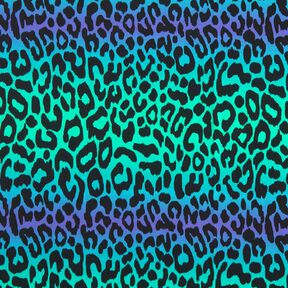French Terry Sommarsweat Leopard färggradient Digitaltryck – blålila/turkos, 