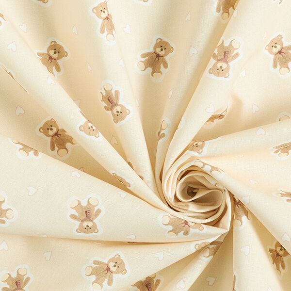 Bomullstyg Poplin minibjörnar – ljusbeige, image number 3