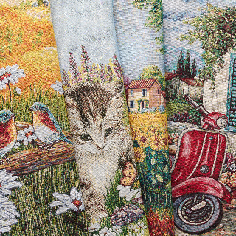 dekorationspanel Gobeläng Lekande kattunge – kaminrött/ljusbeige,  image number 5