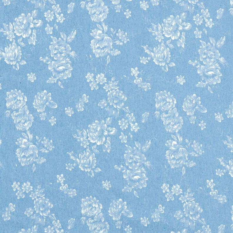 Chambray Små rosor – ljusblått/yllevit,  image number 1