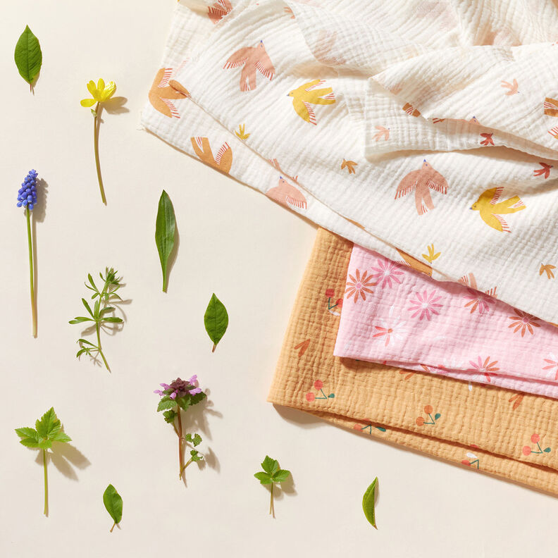 Muslin/Dubbel-krinkelväv blomsterregn – rose,  image number 5