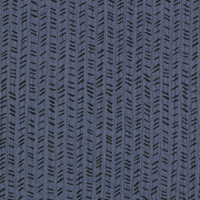 Muslin/Dubbel-krinkelväv streckad sicksack – nattblå,  image number 1