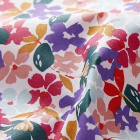 Behandlad bomull Pastellblommor – vit/lila, 