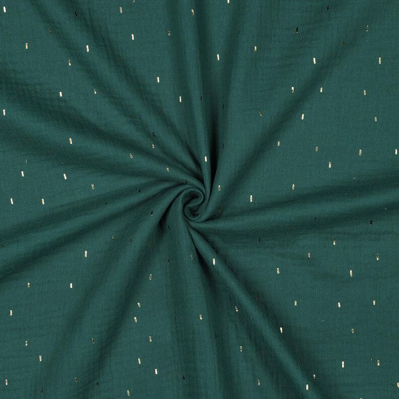 Muslin/Dubbel-krinkelväv Rektangel Folietryck | Poppy Fabrics – blågran/guldmetallic,  image number 3