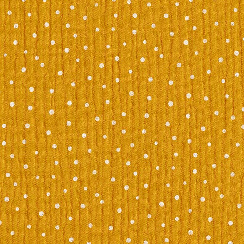 Muslin/Dubbel-krinkelväv prickar – currygul/vit,  image number 1