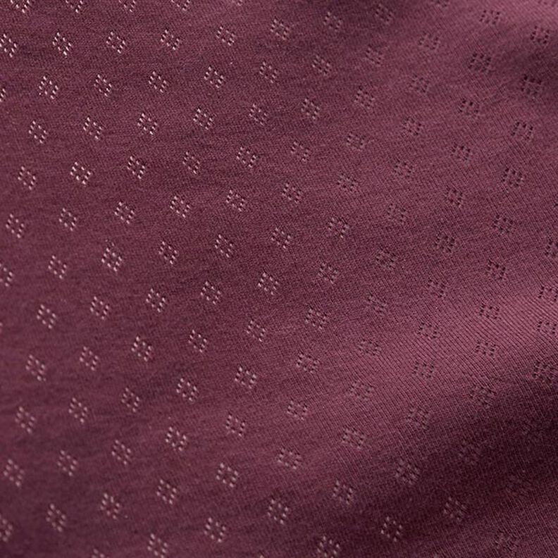 Finstickad jersey med hålmönster – aubergine,  image number 3