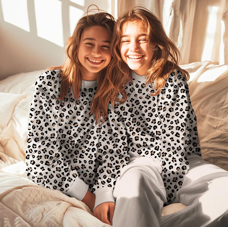 Sweatshirt Ruggad leo-tryck | Poppy Fabrics – kräm/anemon,  image number 5