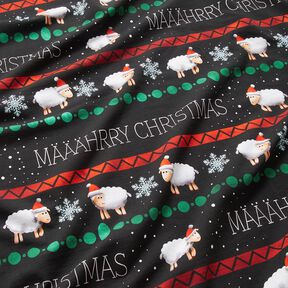 French Terry Sommarsweat Määährry Christmas | Glitzerpüppi – svart/chiliröd, 