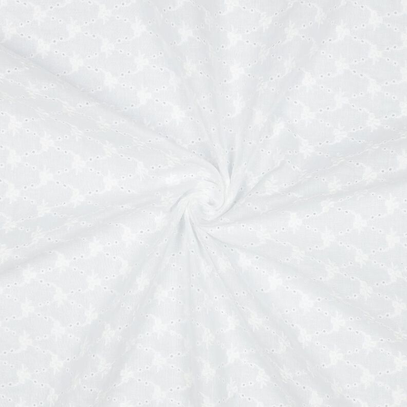 Bomullstyg Engelskt broderi Blommiga diamanter | Poppy Fabrics – vit,  image number 3