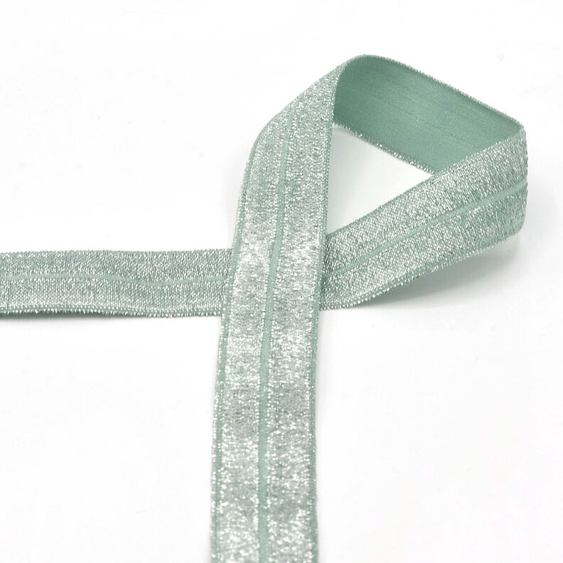 Elastiskt kantband (vikt resår) glitter [20 mm] – mint,  image number 1