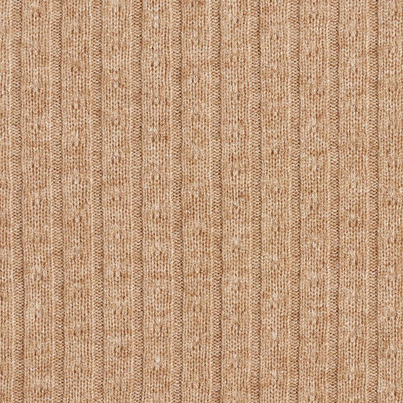 Stickat tyg Ajour eleganta glitterremsor – ljusbrun, image number 1