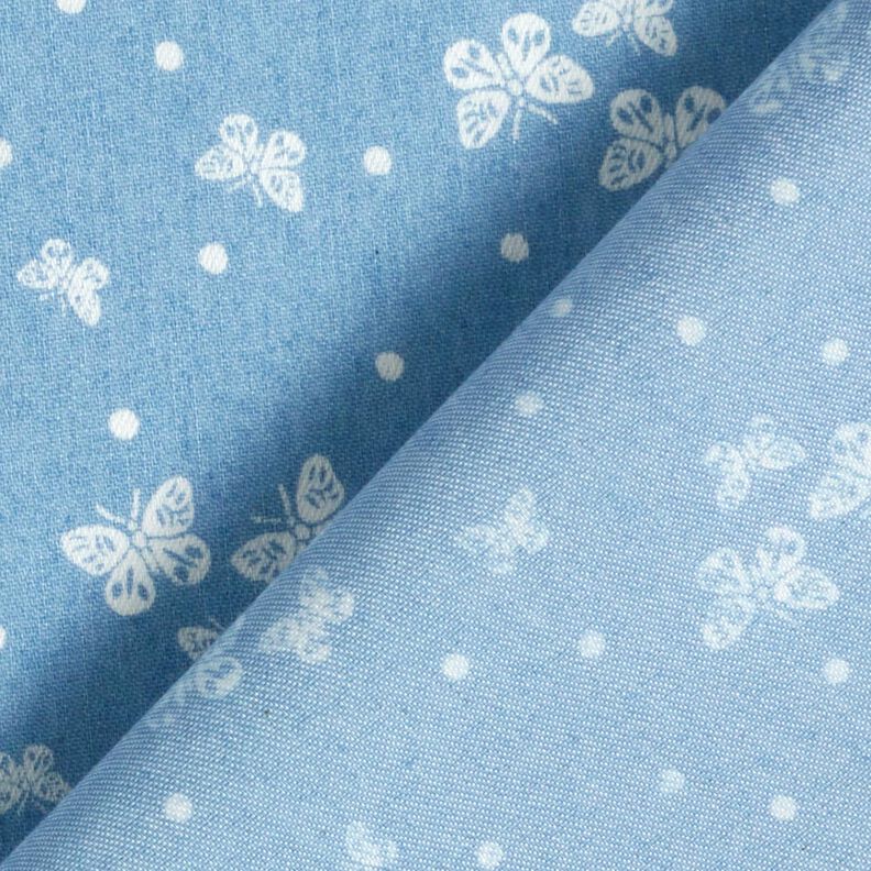 Chambray Prickar och fjärilar – ljusblått/yllevit,  image number 4