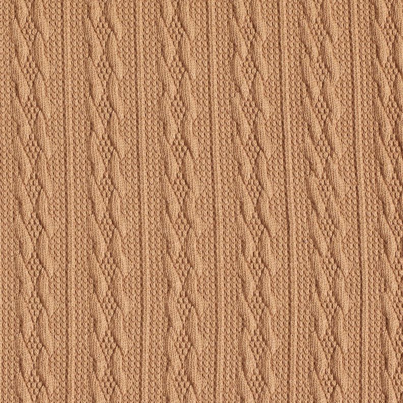 Stickat tyg flätat mönster – rådjursbrun, image number 1