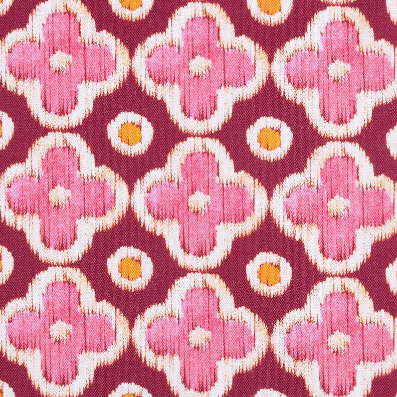 Dekorationstyg Canvas Broderi-look – bordeauxröd/pink,  image number 1