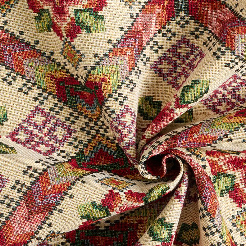 Dekorationstyg Gobeläng korsstygn – ljusbeige/kaminrött, image number 3