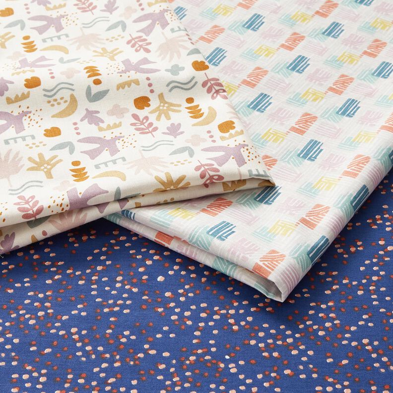 Bomullstyg Kretong Skrafferade former – silvergrå/pastellviolett,  image number 5