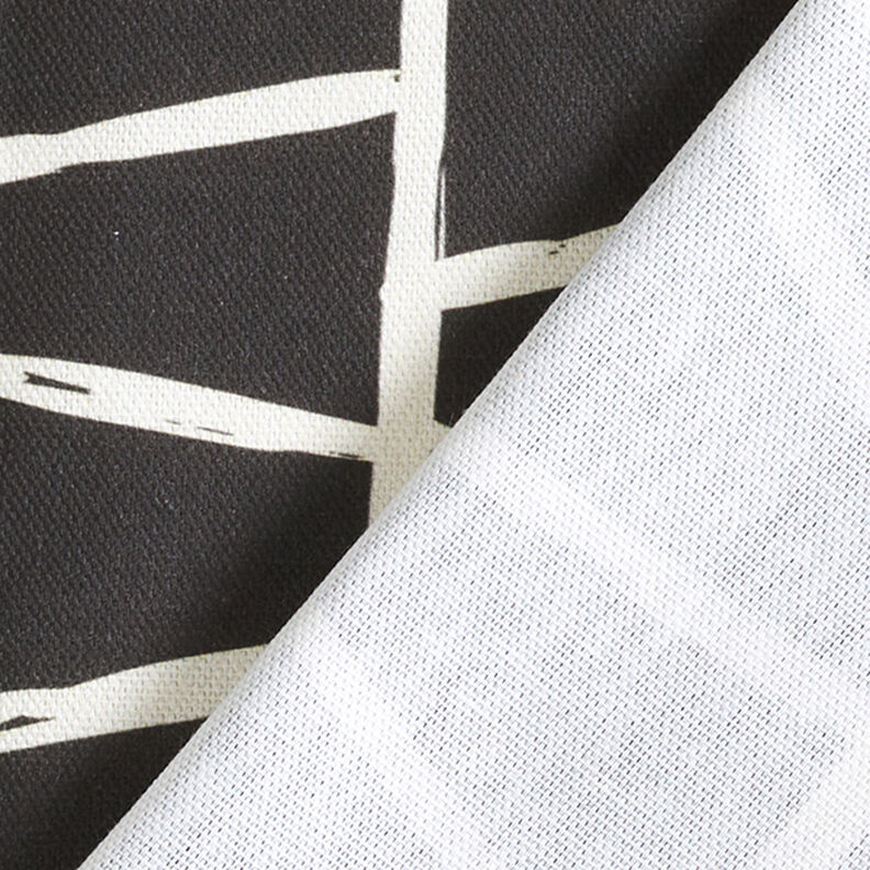 Dekorationstyg Halvpanama abstrakta linjer – elfenbensvit/svart,  image number 4