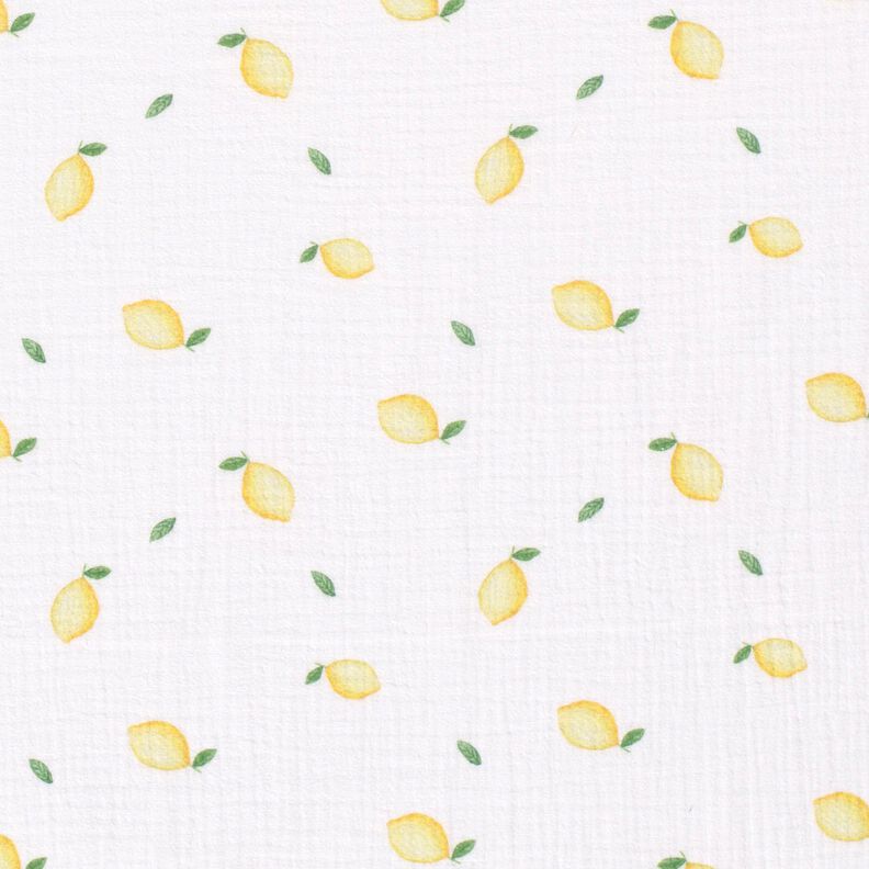 Muslin/Dubbel-krinkelväv Citroner i akvarell Digitaltryck – vit,  image number 1
