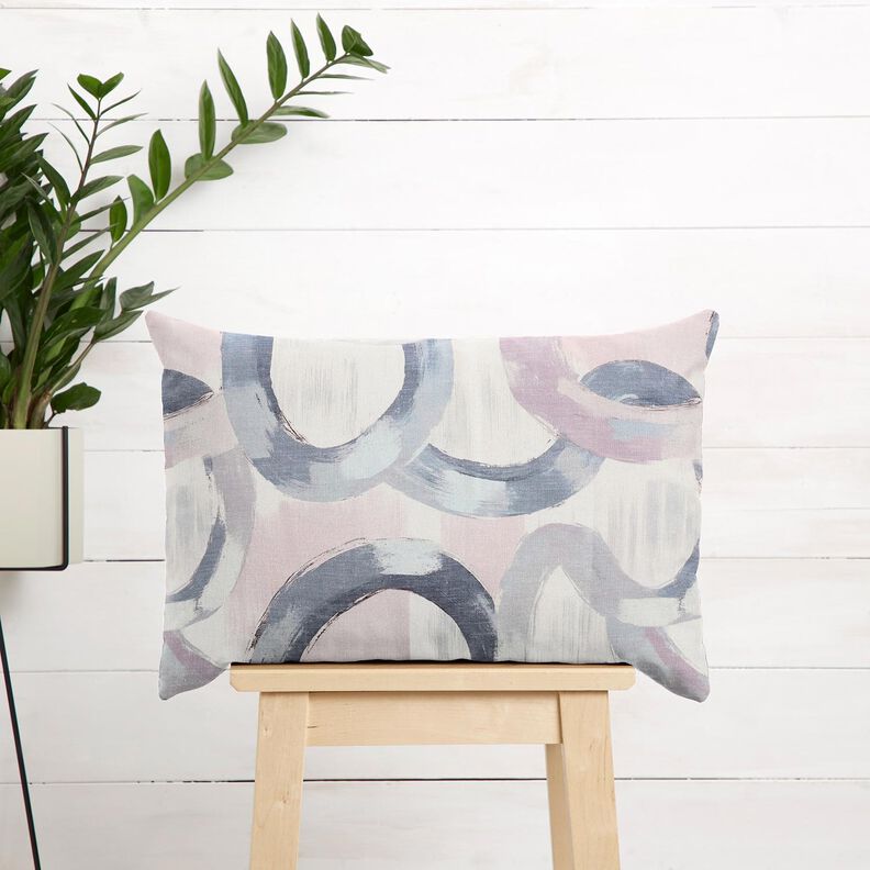 Dekorationstyg Halvpanama abstrakta ringar &ndash; pastellfl&auml;der/bl&aring;,  image number 7